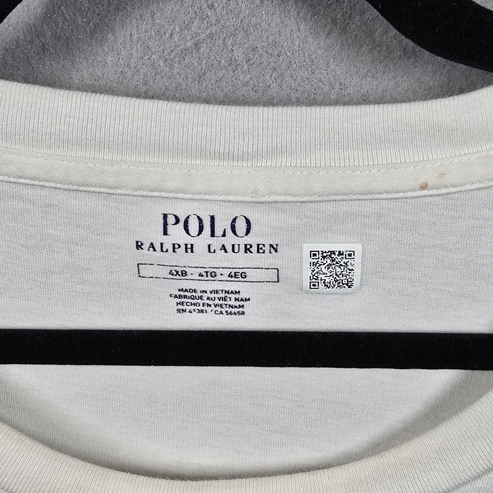 Polo Ralph Lauren Shirt Mens 4XL White Pocket Embroidered Pony Logo Classic Tee - Picture 4 of 8